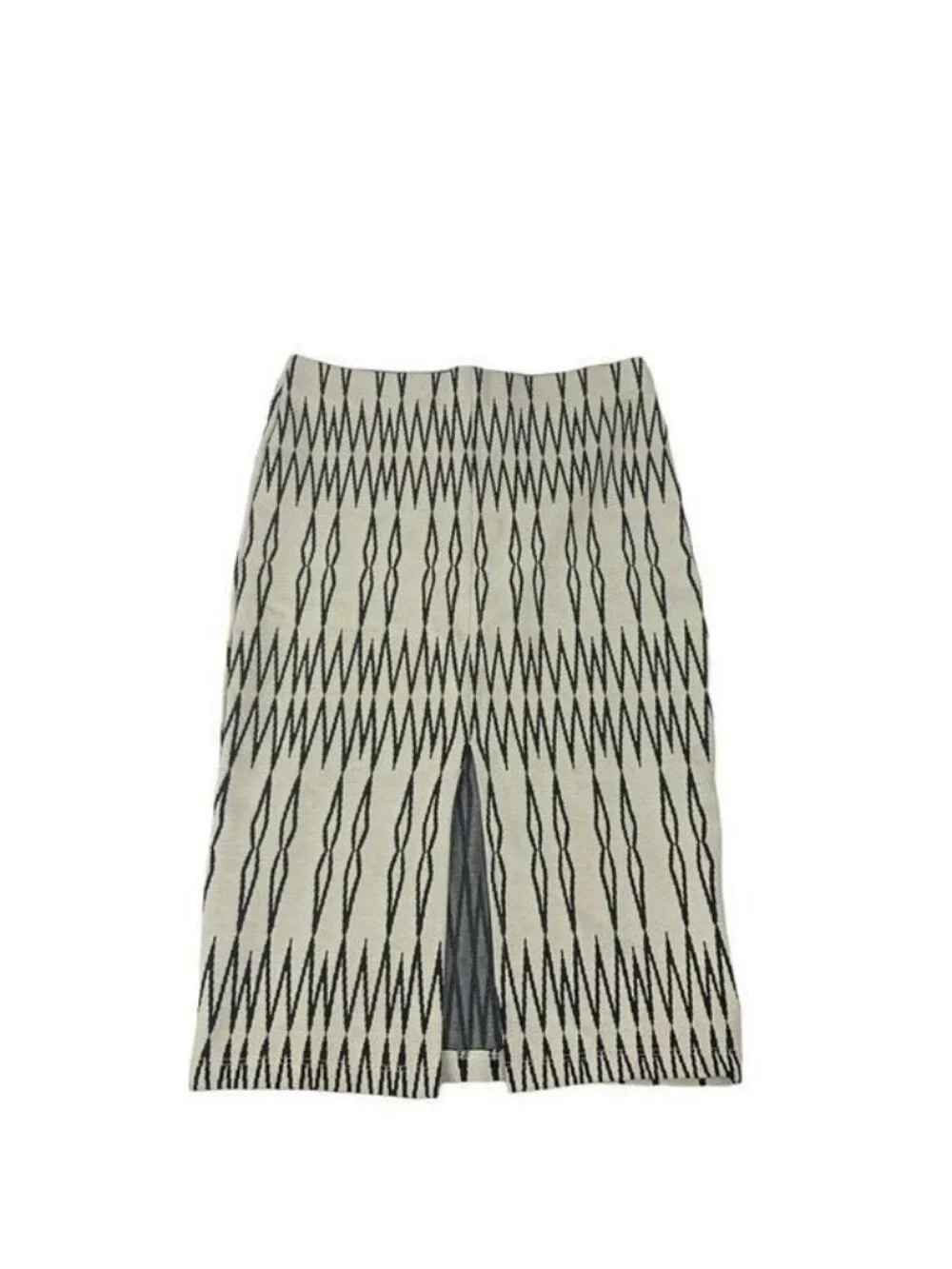 Zara Trafaluc Womens Knit Midi Skirt Size S Black & White Zigzag Pattern Stretch